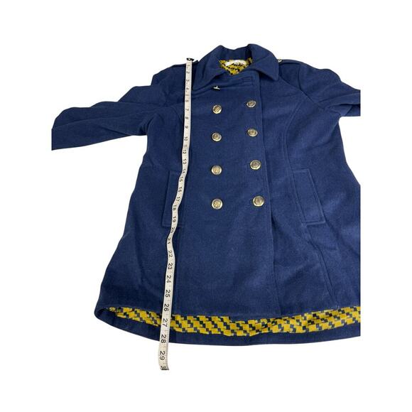 CAbi Coat Size M Navy Blue Wool Blend Peacoat Gold Anchor Buttons - Picture 8 of 16